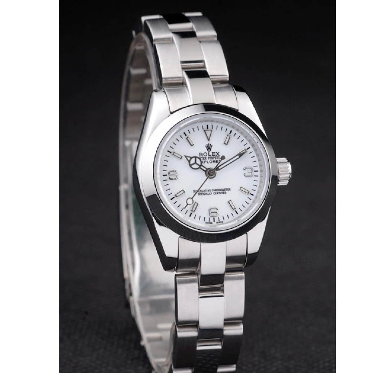 Aaa replica Explorer Polished Steel Dial 98088 Rolex White Stainless 0816